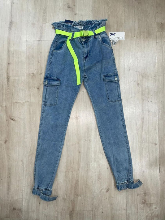 Jeans cargo fluo